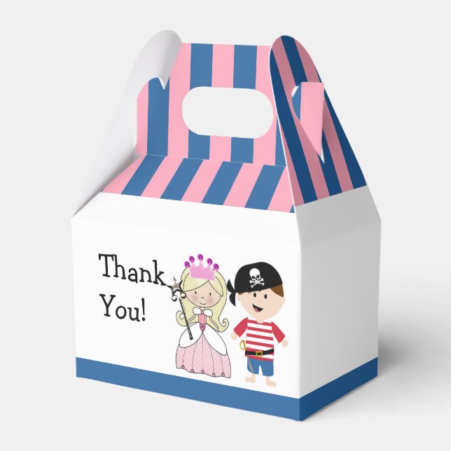 Princess & Pirate Birthday Party Favor Boxes (Front Side)