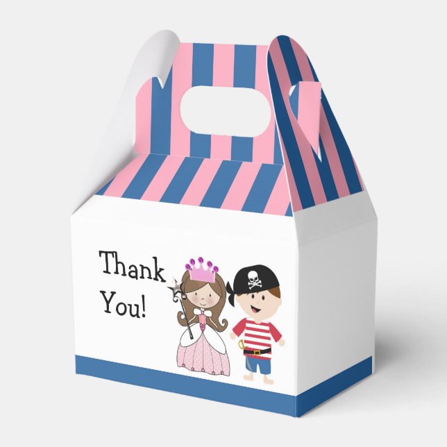 Princess & Pirate Birthday Party Favor Boxes (Front Side)