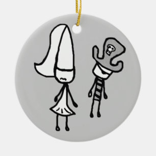 Princess & Pirate Doodle Collectible Ceramic Ornament