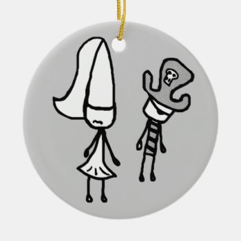 Princess & Pirate Doodle Collectible Ceramic Ornament by VoXeeD at Zazzle