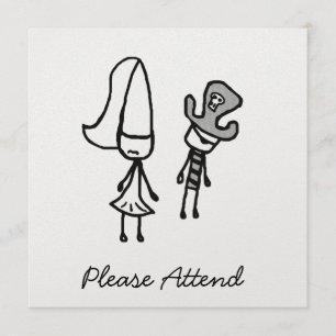 Princess & Pirate Doodle Invitation