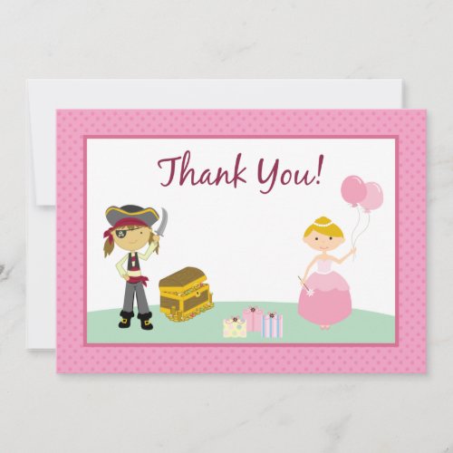 Princess &amp; Pirate Flat Thank-You Card