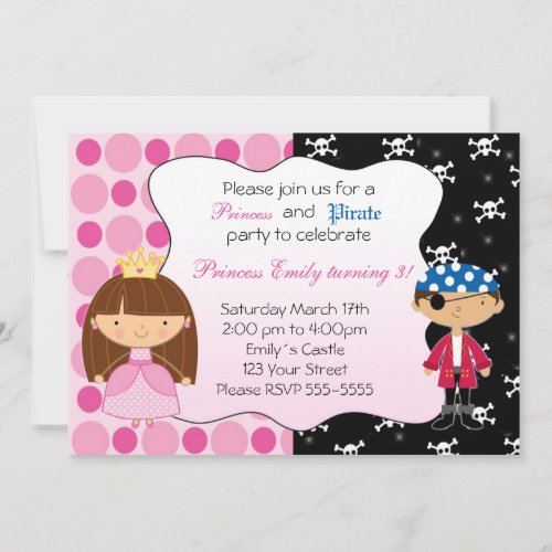 Princess Pirate Birthday Party Invitations
