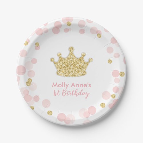 Princess Plates for Birthday Party Pink Gold