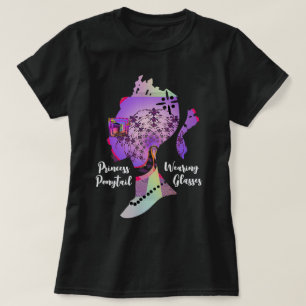 Princess Ponytail Wearing Glasses Black T-Shirt