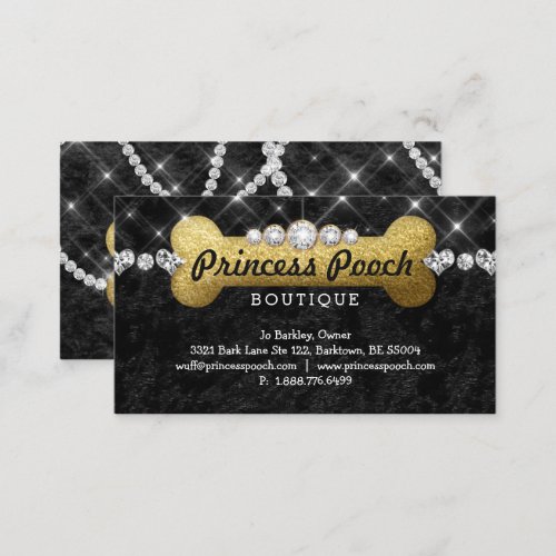 Princess Pooch Dog Care Vet Walker Bone Gold Business Card