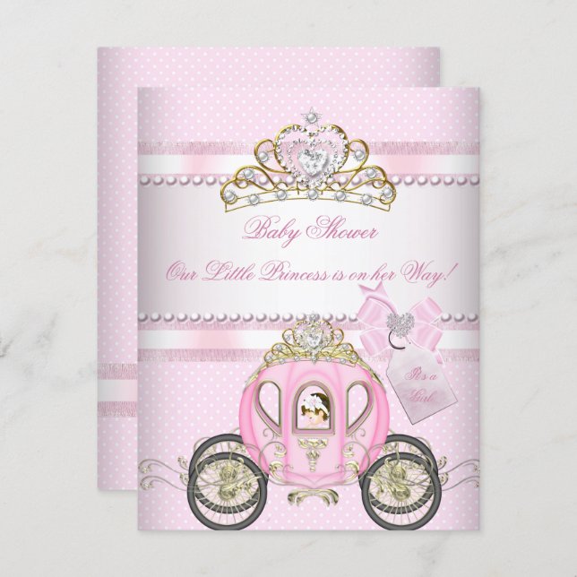 Princess Pretty Baby Shower Cute Girl Carriage Invitation (Front/Back)