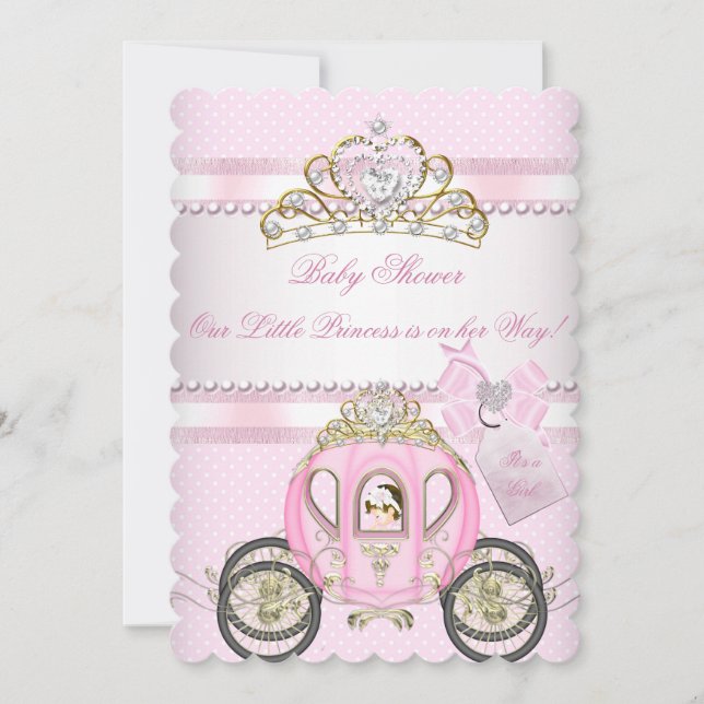 Princess Pretty Baby Shower Cute Girl Carriage Invitation (Front)
