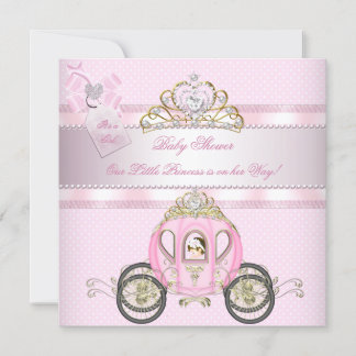 Princess Pretty Baby Shower Cute Girl Carriage Invitation