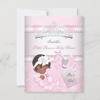 Princess Pretty Baby Shower Cute Girl Tiara Ethnic Invitation