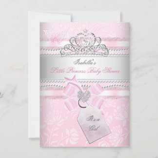 Princess Pretty Baby Shower Girl Butterfly Heart Invitation
