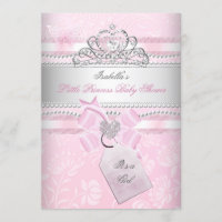 Princess Pretty Baby Shower Girl Butterfly Heart Invitation