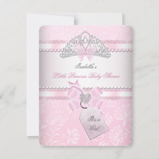 Princess Pretty Baby Shower Girl Butterfly Tiara Invitation