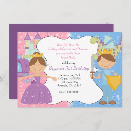 Princess  Prince Castle Royal Party Invitation