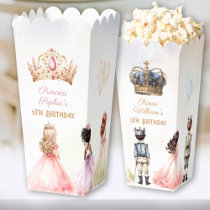 Princess Prince Crown Twins Royal Birthday Popcorn Favor Boxes