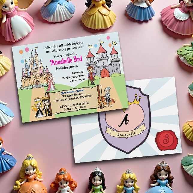 Princess & Prince Fairytale Castle Kids Birthday Invitation (Creator Uploaded)