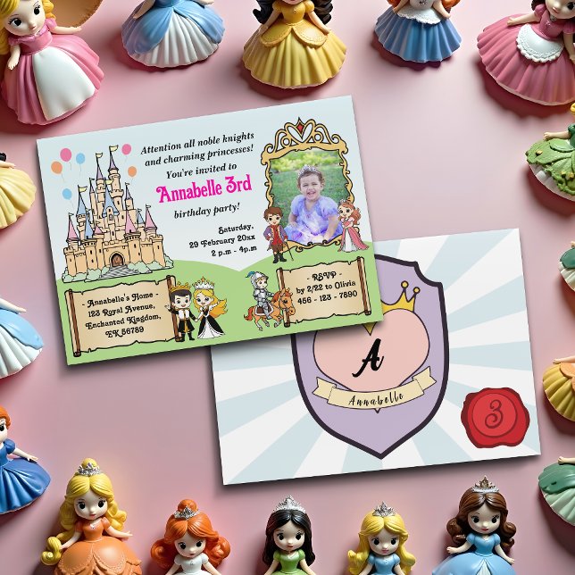 Princess & Prince Fairytale Photo Kids Birthday Invitation (Creator Uploaded)
