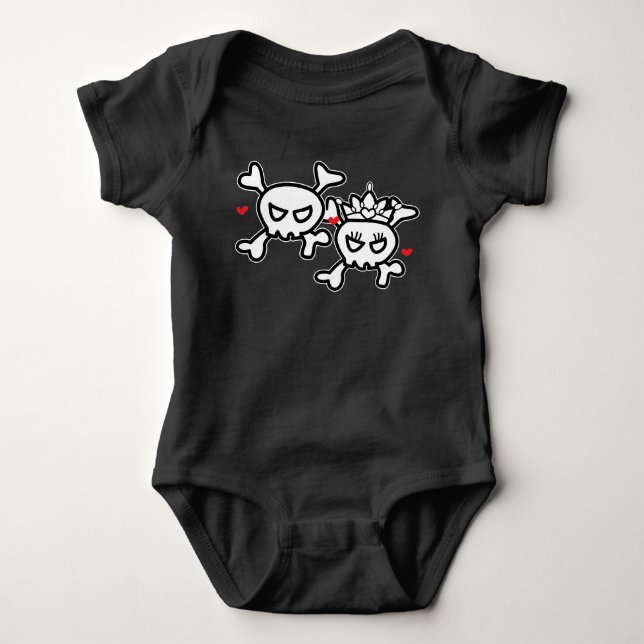 Princess & Prince Skull& Cross Bones Baby Bodysuit (Front)