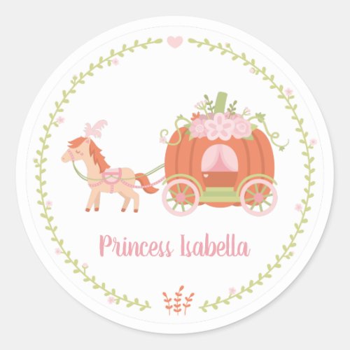 Princess Pumpkin Carriage Wreath Girls Sticker