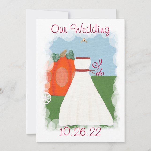Princess Pumpkin Wedding Invitations, Custom Invitation (Front)