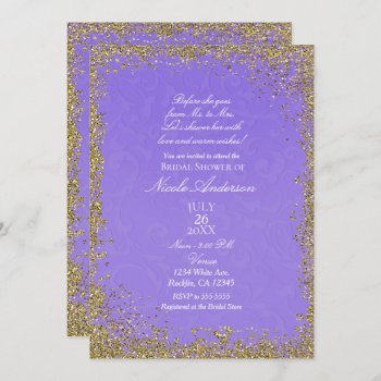 Princess Purple Damask Storybook Bridal Shower Invitation by printabledigidesigns at Zazzle
