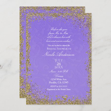 Princess Purple Damask Storybook Bridal Shower Invitation