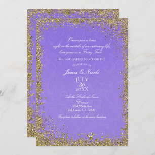 Princess Purple Damask Storybook Elegant Wedding Invitation