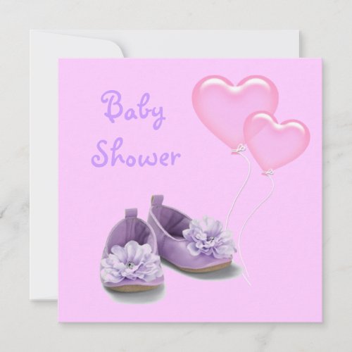 Princess Purple Shoes Girl Baby Shower Invitation