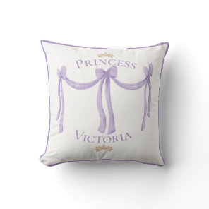 Princess Purple Watercolor Name Gold Crowns Girly Throw Pillow