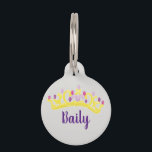 Princess Queen Crown Dog Cat Pet ID Lost Pet ID Tag<br><div class="desc">This design was created though digital art. It may be personalized in the area provided or customizing by choosing the click to customize further option and changing the name, initials or words. You may also change the text color and style or delete the text for an image only design. Contact...</div>