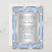 Princess Quinceanera 15th Birthday Blue Silver Invitation (Back)