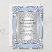 Princess Quinceanera 15th Birthday Blue Silver Invitation (Front)