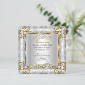 Princess Quinceanera 15th Birthday Gold Silver Invitation (Standing Front)