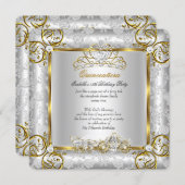 Princess Quinceanera 15th Birthday Gold Silver Invitation (Front/Back)