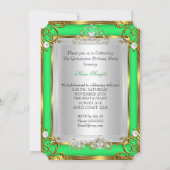 Princess Quinceanera 15th Birthday Green Lime Invitation (Back)