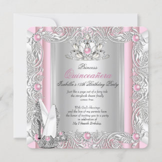 Princess Quinceanera 15th Birthday Light Pink Invitation