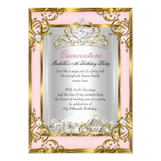 Princess Quinceanera 15th Birthday Pink Peach Card