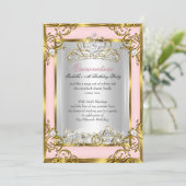 Princess Quinceanera 15th Birthday Pink Peach Invitation (Standing Front)