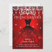 Princess Quinceanera 15th Birthday Red Tiara Invitation (Front)
