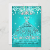 Princess Quinceanera 15th Birthday Teal Aqua Tiara Invitation (Front)