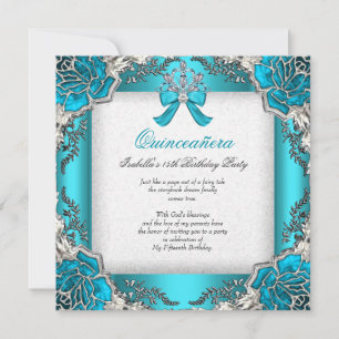 Princess Quinceanera Aqua Teal 15th Birthday 2 Invitation