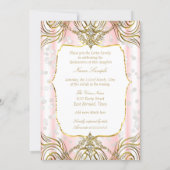 Princess Quinceanera carriage gold pink white Invitation (Back)