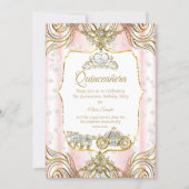 Princess Quinceanera carriage gold pink white Invitation (Front)