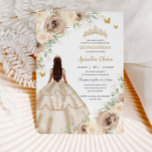 Princess Quinceañera Champagne Floral Roses Dress  Invitation<br><div class="desc">Personalize this lovely quinceañera invitation with own wording easily and quickly,  simply press the customize it button to further re-arrange and format the style and placement of the text.  Matching items available in store!  (c) The Happy Cat Studio</div>