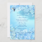 Princess Quinceanera cinderella blue floral dress Invitation (Back)