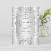 Princess Quinceanera diamond silver white tiara Invitation (Standing Front)