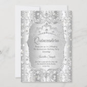 Princess Quinceanera diamond silver white tiara Invitation (Front)