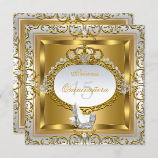 Princess Quinceanera Elite Elegant Gold High Heels Invitation