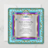 Princess Quinceanera Elite Gold Silver Teal Purple Invitation (Front)