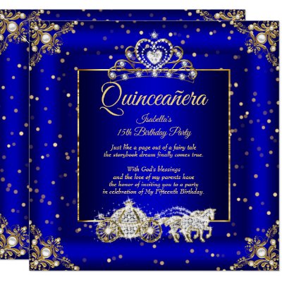 Princess Quinceanera Elite Gold Silver Teal Purple Invitation